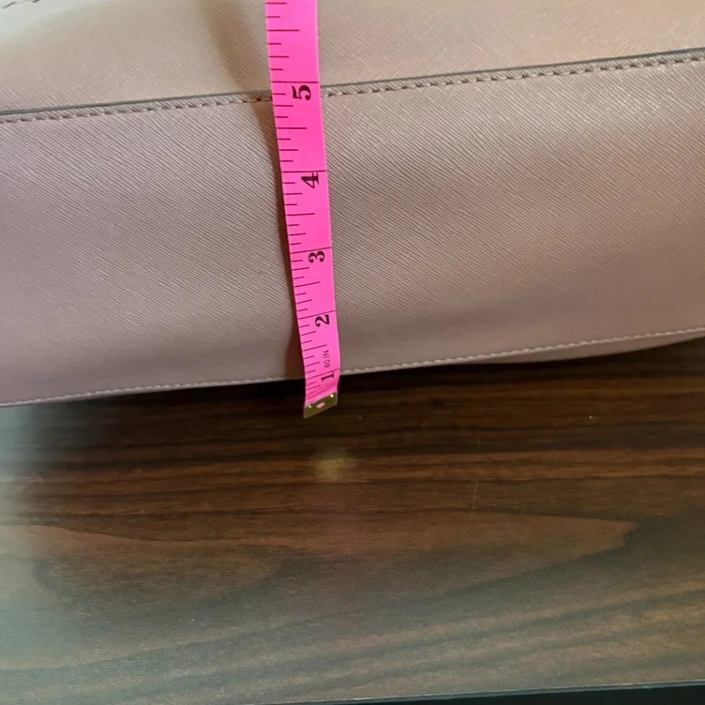 Michael Kors Dusty Rose Perforated Gold Saffiano Leather Corporate Chic Tote